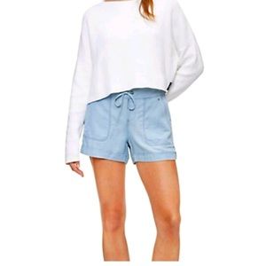 calvin klein | chambray striped drawstring utility shorts lyocell 14